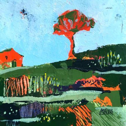 Painting Prairie ensoleillée  by Bertre Flandrin Marie-Liesse | Painting Figurative Acrylic, Gluing Landscapes, Nature