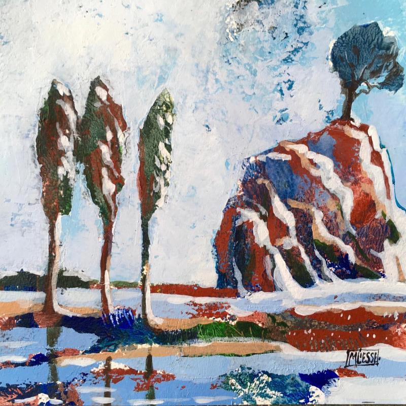 Peinture La neige sur le rocher  par Bertre Flandrin Marie-Liesse | Tableau Figuratif Nature Acrylique Collage