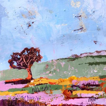 Gemälde Lumière chaude d’automne  von Bertre Flandrin Marie-Liesse | Gemälde Figurativ Acryl, Collage Landschaften, Natur