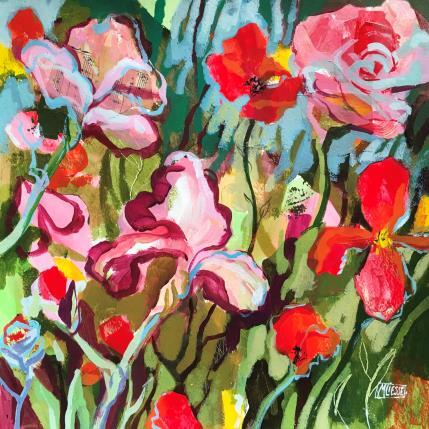 Peinture Éclat de pétales V par Bertre Flandrin Marie-Liesse | Tableau Figuratif Acrylique, Collage Nature