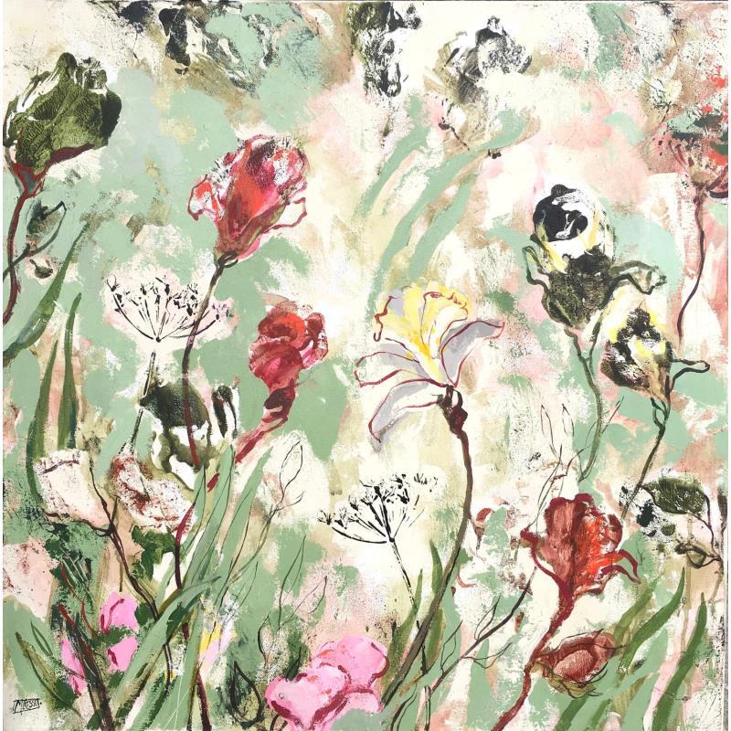 Painting Envolée de printemps II by Bertre Flandrin Marie-Liesse | Painting Figurative Nature Acrylic Gluing