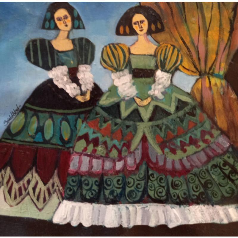 Gemälde Waiting for Don Diego von Sundblad Silvina | Gemälde Figurativ Acryl Pastell