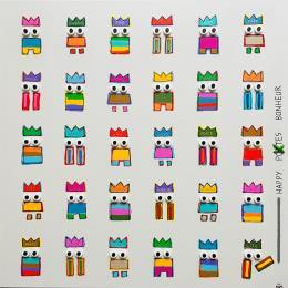 Painting HAPPY POTES BONHEUR by Mam | Painting Pop-art Acrylic Minimalist, Pop icons, Society