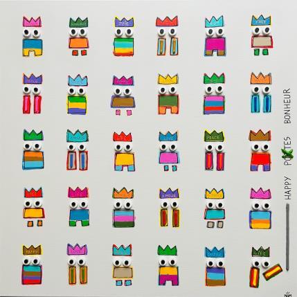 Peinture HAPPY POTES BONHEUR par Mam | Tableau Pop-art Acrylique Icones Pop, Minimaliste, Société