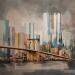Peinture BROOKLYN par Langlois Jean-Luc | Tableau Figuratif Urbain Architecture Aquarelle