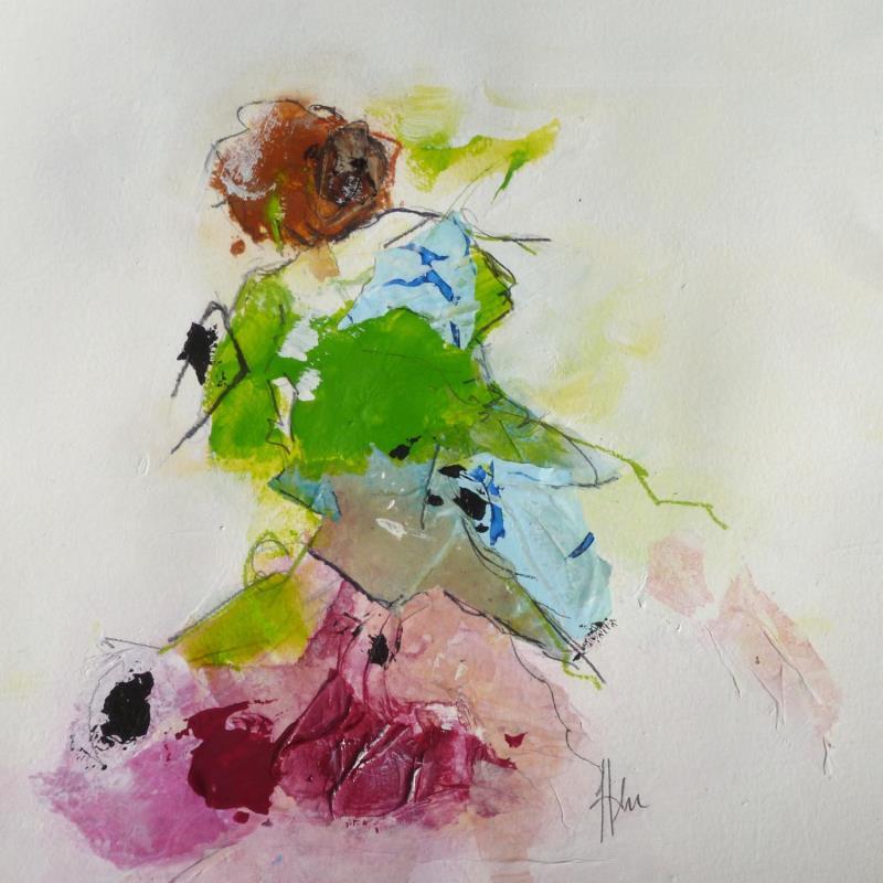 Pintura BELLE EN JUPON por Han | Pintura Figurativo Retrato Acrílico Ink Papel