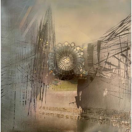 Painting Blue dreamer and pinky flower - Cathédrale de Strasbourg by Horea | Painting Figurative Oil Urban