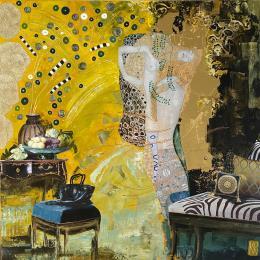 Peinture My inspiration par Romanelli Karine | Tableau Figuratif Acrylique, Collage, Feuille d'or, Pastel, Posca Scènes de vie