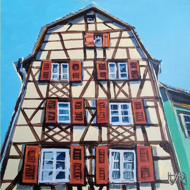 Peinture Yellow house par Rasa | Tableau Figuratif Urbain Acrylique