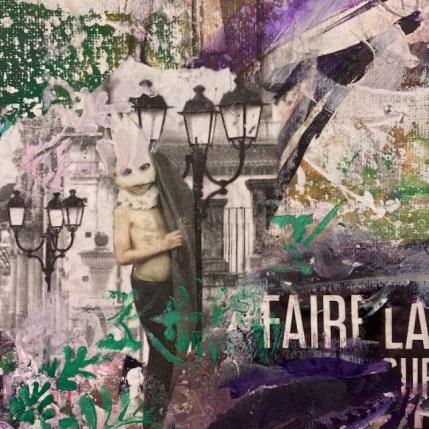 Peinture Faire la fête par Bergeron Marie-Josée | Tableau Surréalisme Acrylique, Collage, Huile