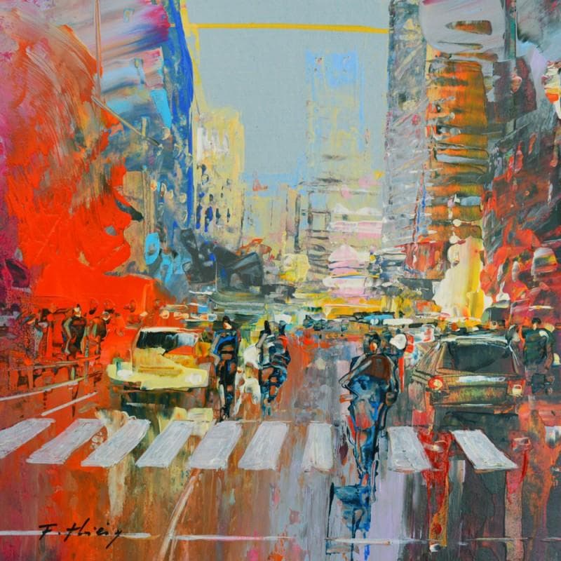 Painting Paris, rue de Rennes by Frédéric Thiery | Painting Figurative Landscapes Acrylic