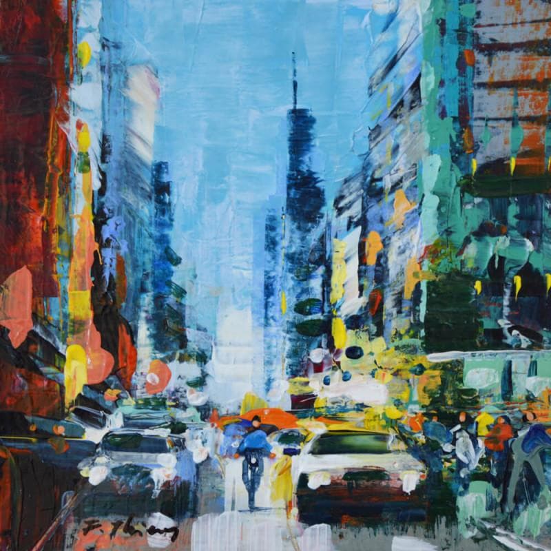 Painting Vieux motard que j'aimais by Frédéric Thiery | Painting Figurative Landscapes Acrylic