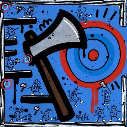 Painting Le lancer de hache by Ralau | Painting Pop-art Acrylic, Posca Landscapes, Pop icons