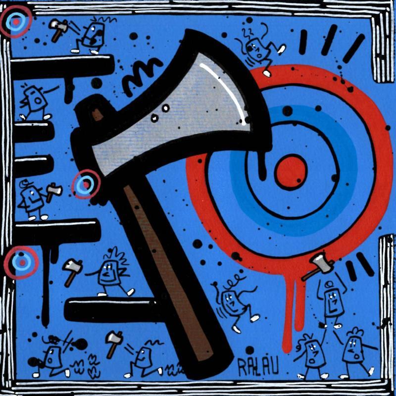 Painting Le lancer de hache by Ralau | Painting Pop-art Landscapes Acrylic Posca