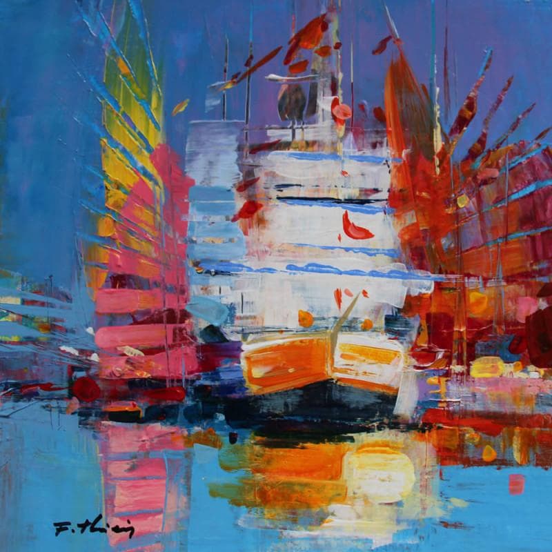 Painting La fête des voiliers by Frédéric Thiery | Painting Figurative Landscapes Acrylic