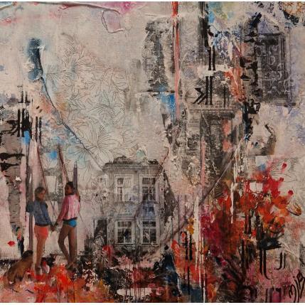 Painting Heureux sous les ponts by Bergeron Marie-Josée | Painting Surrealism Acrylic, Gluing, Oil