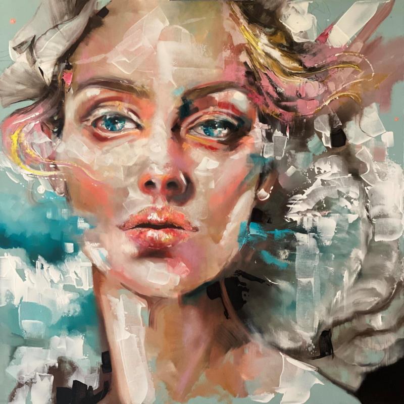 Pintura In the Air (Fleur blanche) por Abbondanzia Monica | Pintura Figurativo Aceite Acrílico