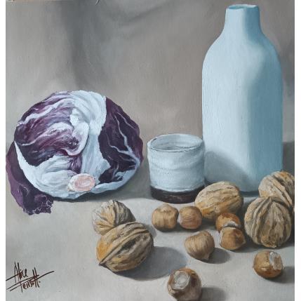 Painting Natura magica con radicchio by Parisotto Alice | Painting Figurative Oil Still-life