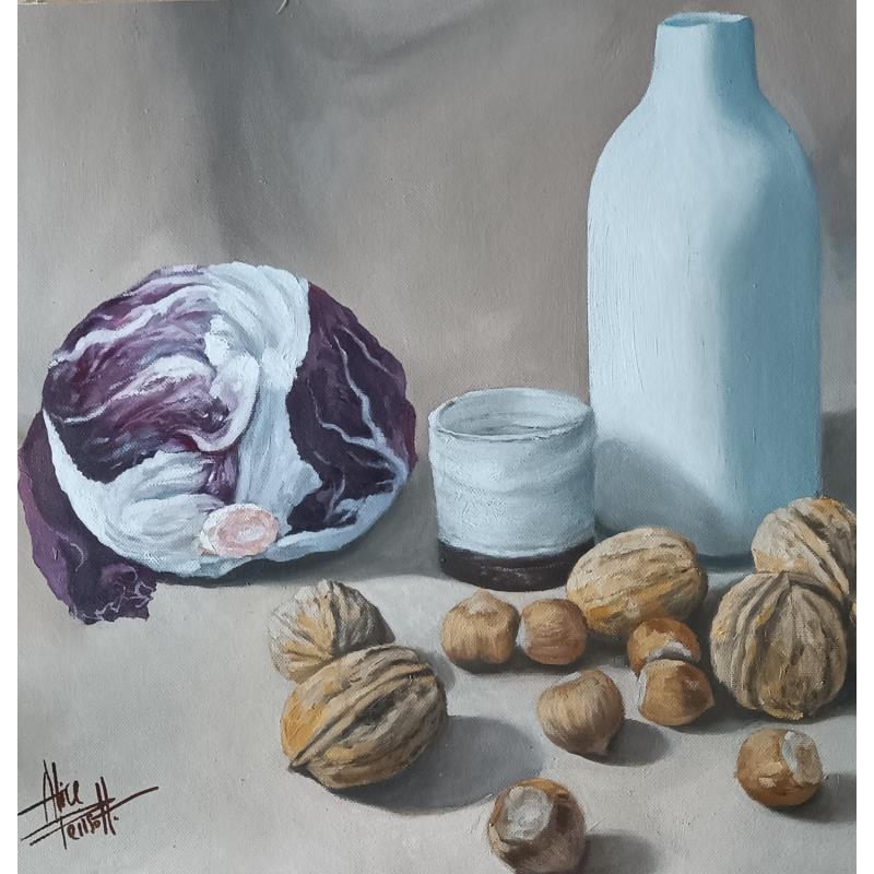 Painting Natura magica con radicchio by Parisotto Alice | Painting Figurative Still-life Oil