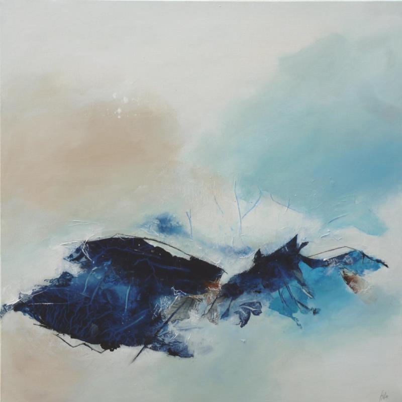 Painting Echappée marine by Han | Painting Abstract Nature Acrylic Gluing