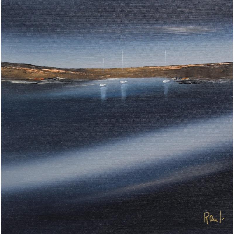 Painting Douceur nocturne 55 by Roussel Marie-Ange et Fanny | Painting Figurative Marine Minimalist Oil