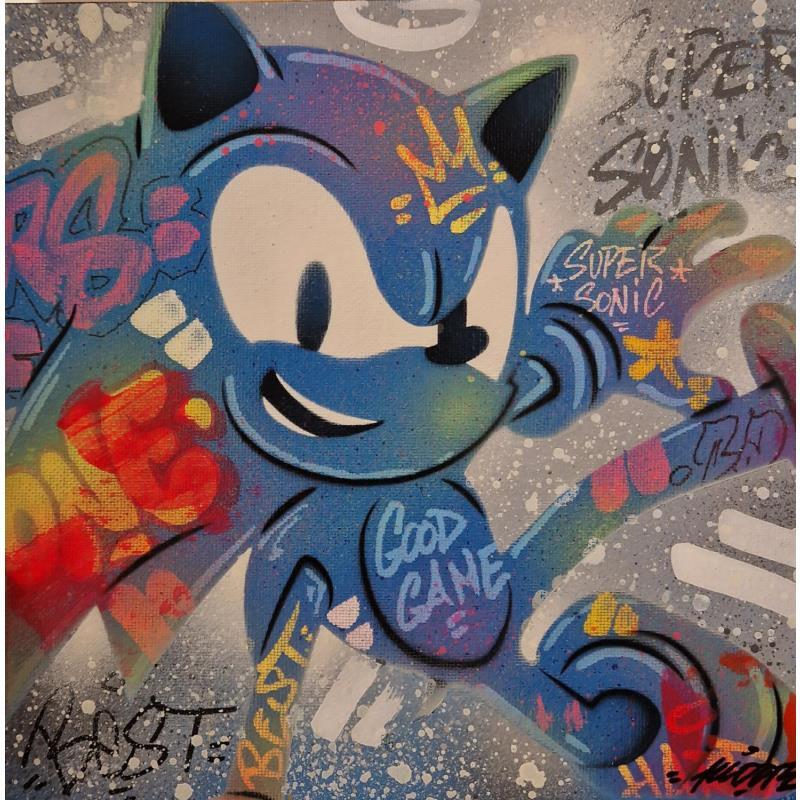 Painting Sonic by Lemoine Mael | Painting Pop-art Pop icons Graffiti Acrylic