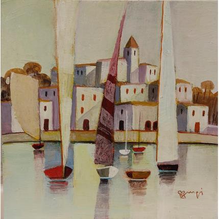 Pintura La voile mauve AO71 por Burgi Roger | Pintura Figurativo Acrílico Iconos pop, Marine
