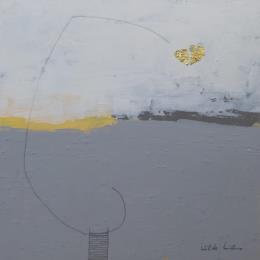 Peinture abstract gray A 56 par Wilms Hilde | Tableau Abstrait Acrylique, Collage, Feuille d'or