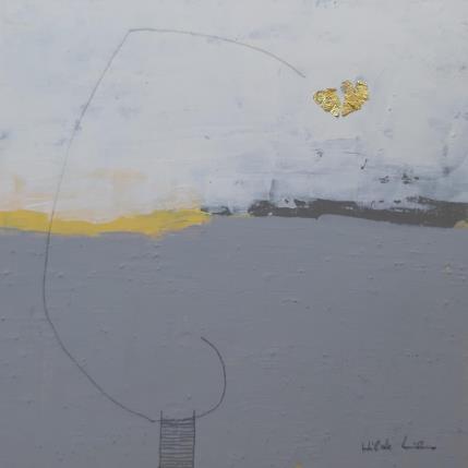 Peinture abstract gray A 56 par Wilms Hilde | Tableau Abstrait Acrylique, Collage, Feuille d'or