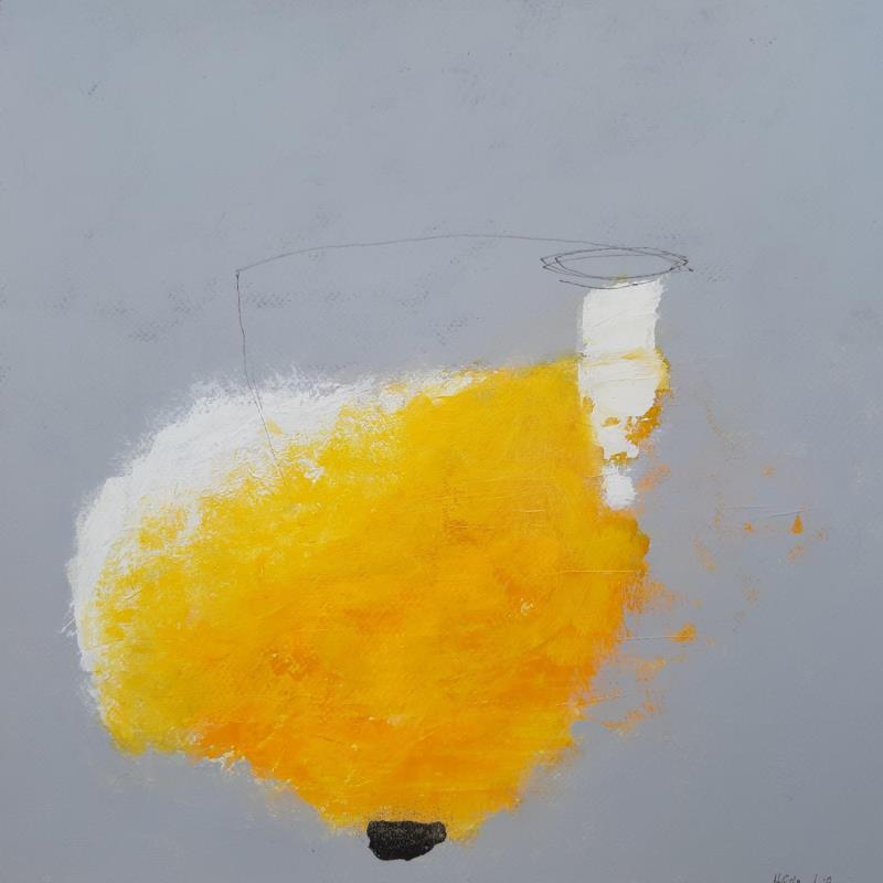 Peinture abstract gray D 48 par Wilms Hilde | Tableau Abstrait Acrylique Collage