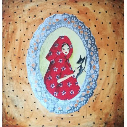 Painting Mon petit loup by Nai | Painting Surrealism Acrylic, Gluing Animals, Nature, Society
