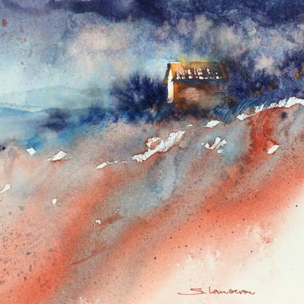 Painting Un cabanon dans la tourmente rouge by Langeron Stéphane | Painting Figurative Watercolor Landscapes, Pop icons