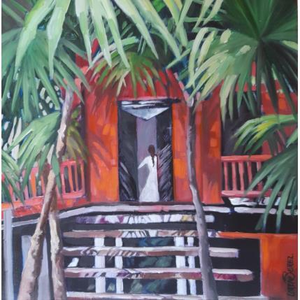 Painting Maison rouge des iles by Lorene Perez | Painting Figurative Oil