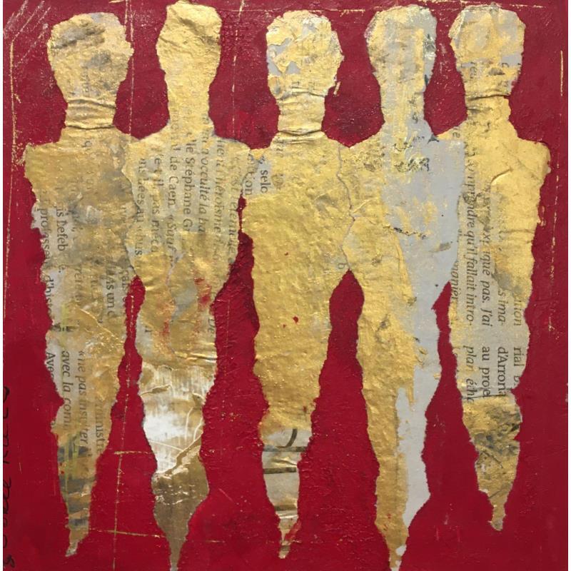 Peinture Les fées magiques par Rocco Sophie | Tableau Art Singulier Minimaliste Acrylique Collage Sable