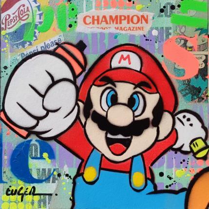 Gemälde CHAMPION von Euger Philippe | Gemälde Pop-Art Acryl, Collage Pop-Ikonen