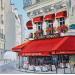 Peinture Cafe le Saint Germain. Paris par Rasa | Tableau Figuratif Urbain Acrylique