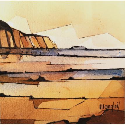 Painting Plage  Bretonne  by Langlois Jean-Luc | Painting Figurative Watercolor Marine