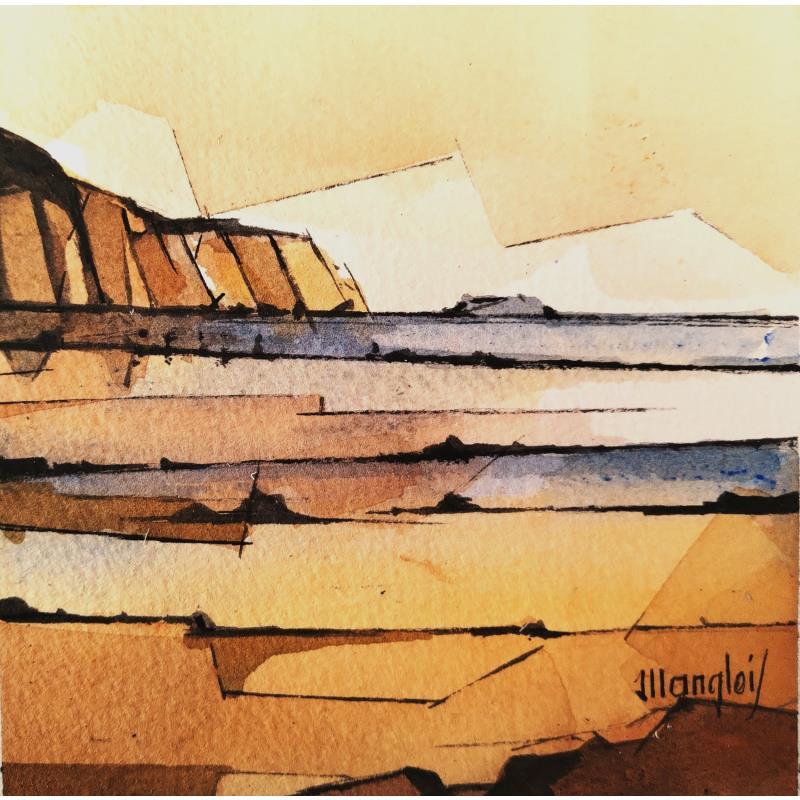 Painting Plage  Bretonne  by Langlois Jean-Luc | Painting Figurative Marine Watercolor