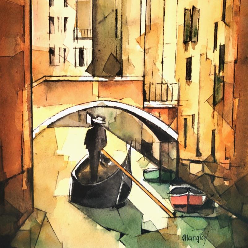 Peinture Venise 2 par Langlois Jean-Luc | Tableau Figuratif Urbain Aquarelle