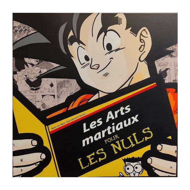 Painting Sangoku lit les Nuls by Kalo | Painting Pop-art Pop icons Graffiti Gluing Posca