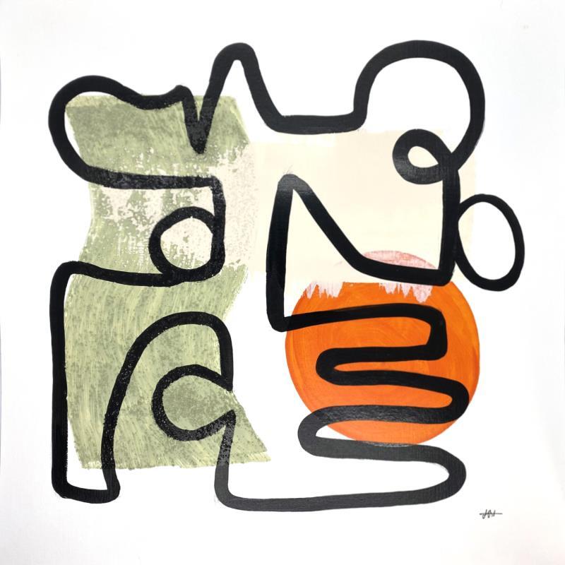 Peinture Chemin  par Elliot Clara | Tableau Abstrait Minimaliste Acrylique Encre