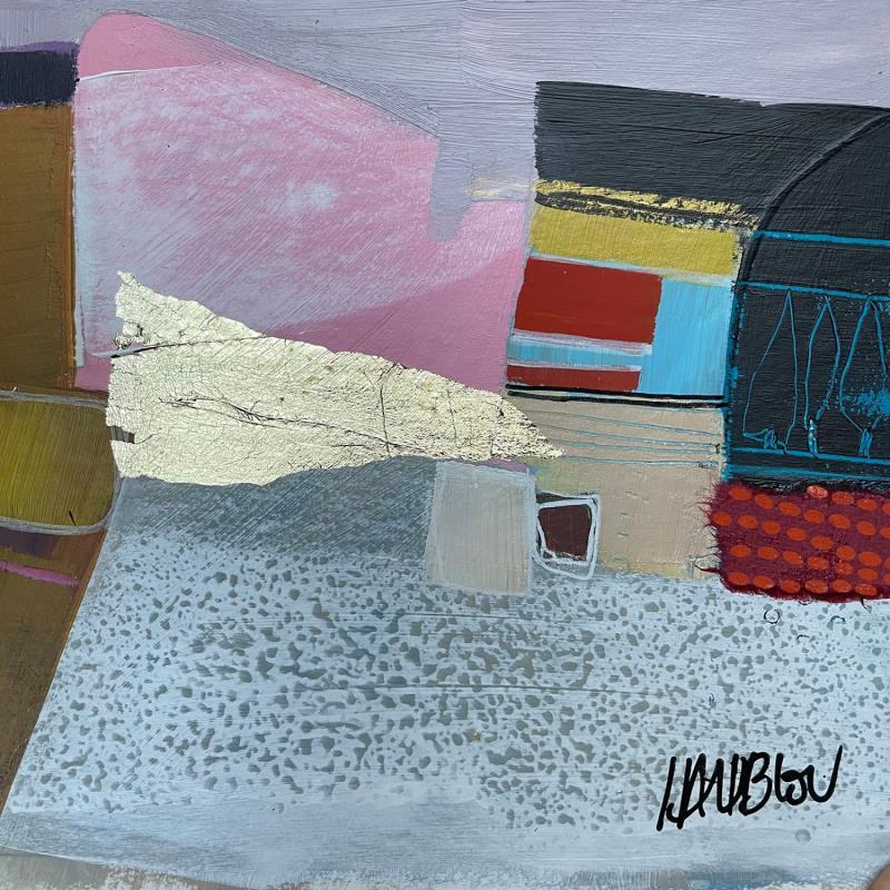 Painting L'entrée cachée by Lau Blou | Painting Abstract Cardboard Acrylic Gluing Gold leaf Paper