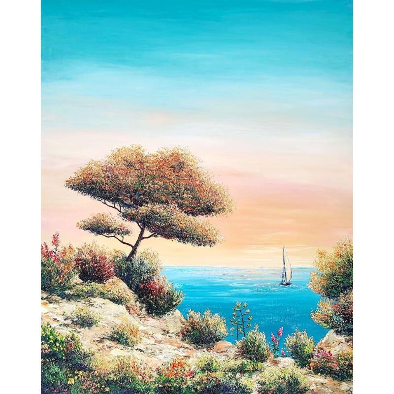 Peinture La crique colorée par Blandin Magali | Tableau Figuratif Huile Paysages