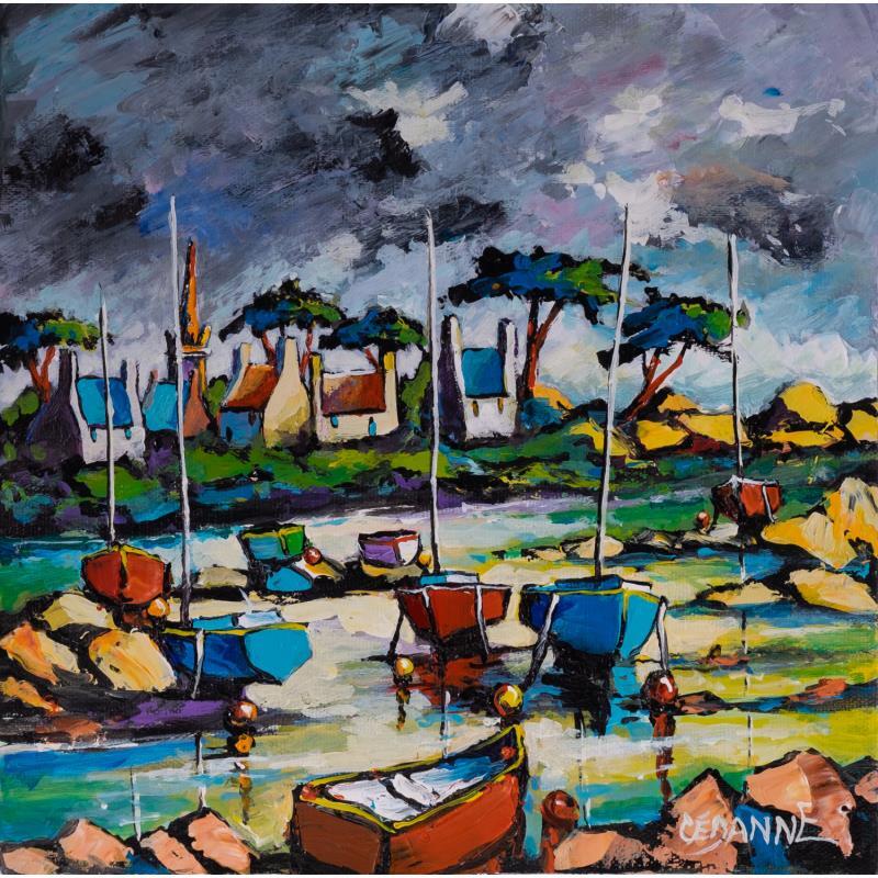 Peinture Ciel gris en Bretagne par Cédanne | Tableau Figuratif Paysages Marine Huile Acrylique