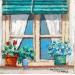 Painting FLORES EN LA VENTANA by Escobar Francesca | Painting Figurative Urban Wood Acrylic