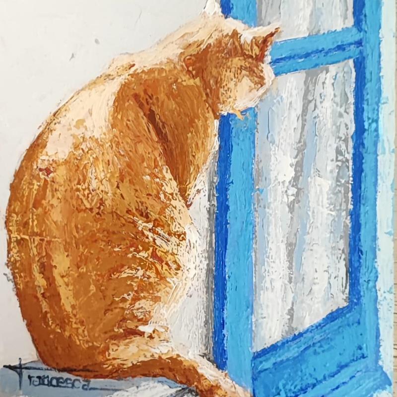 Gemälde QUÉ VES? von Escobar Francesca | Gemälde Figurativ Tiere Holz Acryl