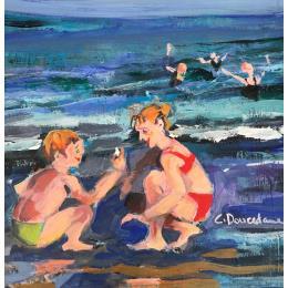 Peinture Le coquillage par Doucedame Christine | Tableau Figuratif Acrylique Scènes de vie