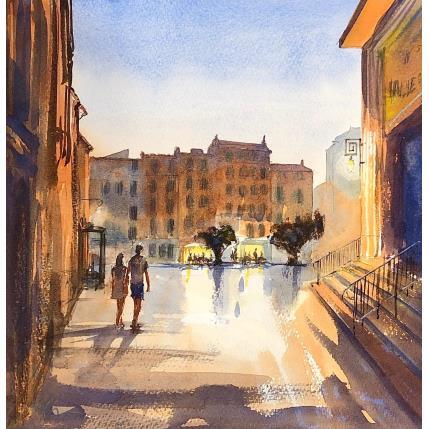 Peinture Place Vincent Raspail, Toulon par Jones Henry | Tableau Figuratif Aquarelle