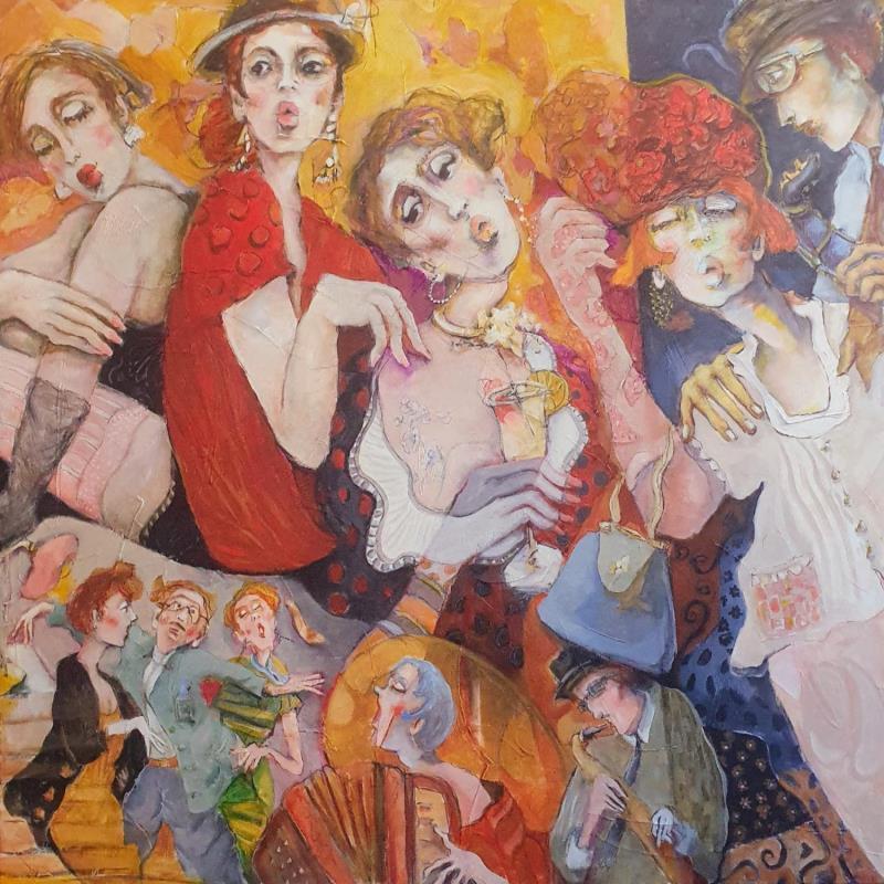 Painting Swing between friends by Garilli Nicole | Painting Figurative Life style Acrylic