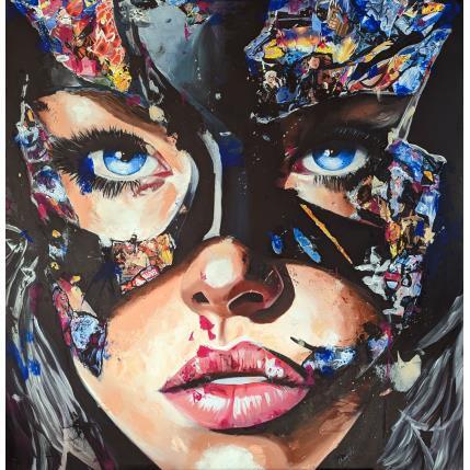 Peinture Black Cat par Caizergues Noël  | Tableau Pop-art Acrylique, Collage, Papier Icones Pop, Portraits